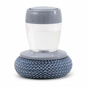 Ultimate Kitchen Pot Scrubber, Automatic Liquid Dispensing Dish Brush with Long Handle, Built-in Steel Wool Pad, Multi-Functional Household Cleaning Brush for Pots, Pans & Tableware