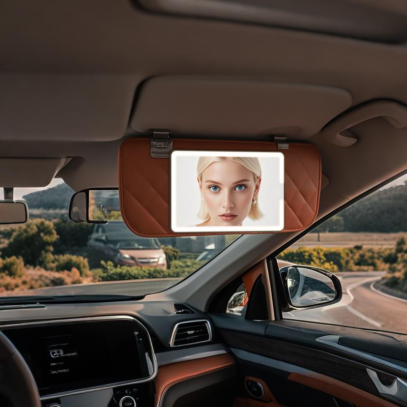 Type-C Rechargeable LED Mirror for Cars: Sun Visor Mount with 3 Light Settings and Touch Dimming