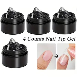 Solid Nail Tip Gels, 4 Counts/set Quick Nail Extension Transparent Nail Gel, Soak Off UV LED Nail Art Gel Varnish Function Gel, Poly Extension Gel, Christmas Gift