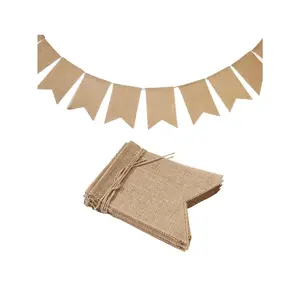 12 Pieces of 3m Burlap Banners, DIY Party Decorations, Suitable for Birthday Decorations, Wedding Decorations, Party Decorations, Classroom Decorations, Christmas, Welcome Parties, Graduation Ceremonies, Halloween Decorations