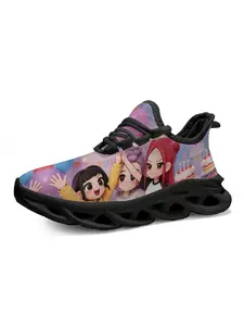 Exclusive Cartoon Print Kids Sports Shoes, Anime Style Fashion Sneakers, Kpop Trendy Vibrant Cute Design, Comfortable Breathable Trainers