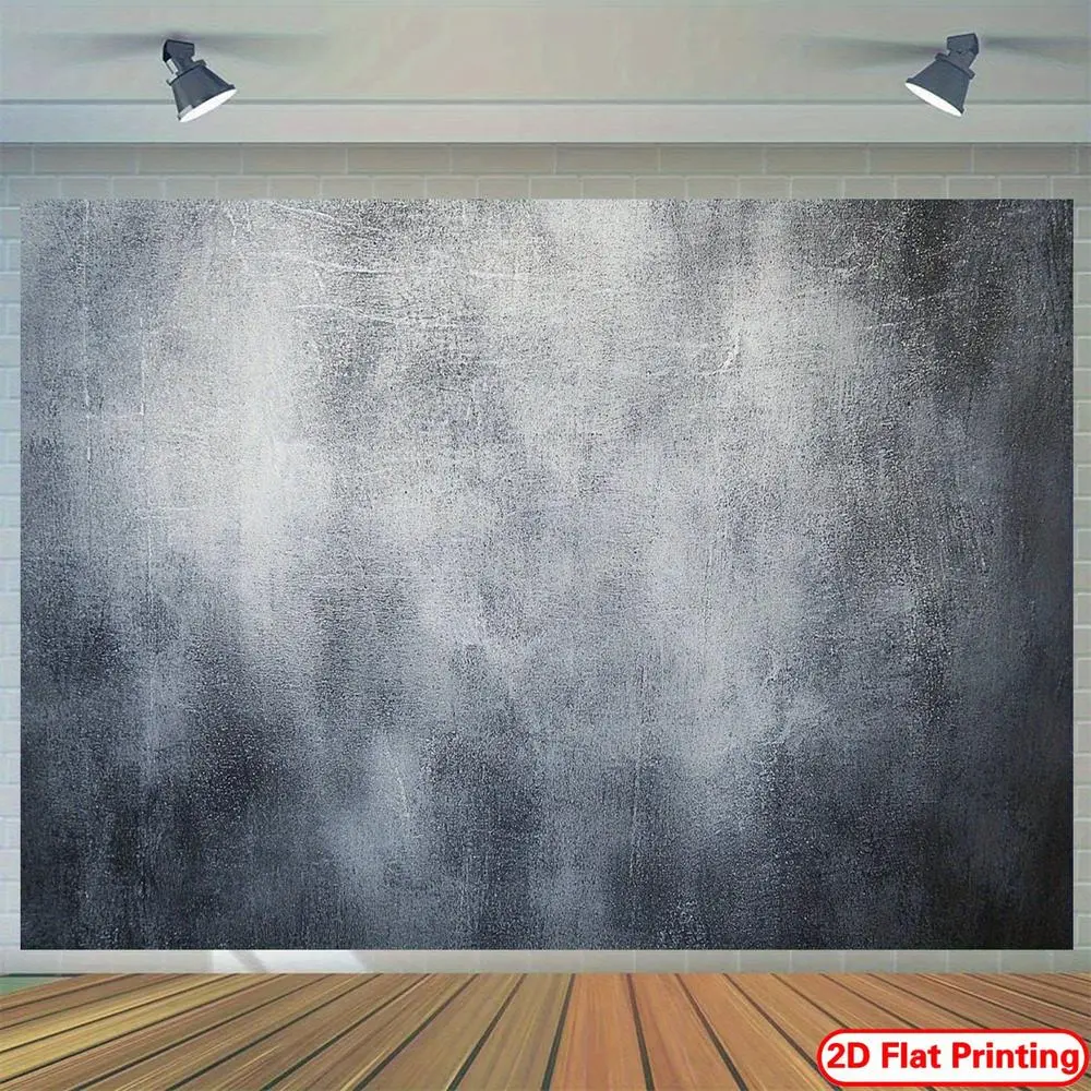 8FT x 6FT 1pc 2D Flat Printing Backdrop with Adjustable Heavy-Duty Black Frame, Wrinkle-Resistant Textured Gray Background, Sturdy & Durable for Weddings, Glam Modern Indoor Events, Wedding