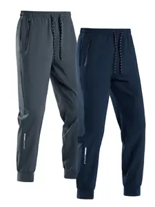 Men's Ice Silk Long Pants, Breathable Slim-Fit Casual Pants, Quick-Dry Drawstring Waist, Ideal for Running, Hiking, Gym
