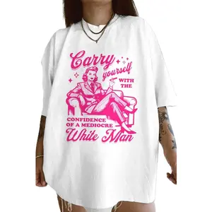 Carry Yourself With The Confidence Of A Mediocre Shirt - Women's & Men's Cotton T-Shirt, 100% Cotton, Fitted, Short Sleeve, Machine Washable - Collar Crewneck Casual Top