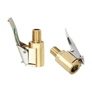 DUFIKKI 2 Pcs Tire Air Chuck with Clip Adapter, Brass Locking Tire Inflator Hose Adapter, Car Tire Inflator Nozzle Connector for Vehicle, Automotive Tire Inflator