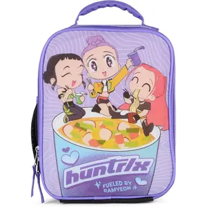 K-Pop Demon Hunters Huntrix Fueled by Ramyeon Lunch Box, Full Zip Around Insulated Lunch Tote Bag For Hot and Cold Food, Purple