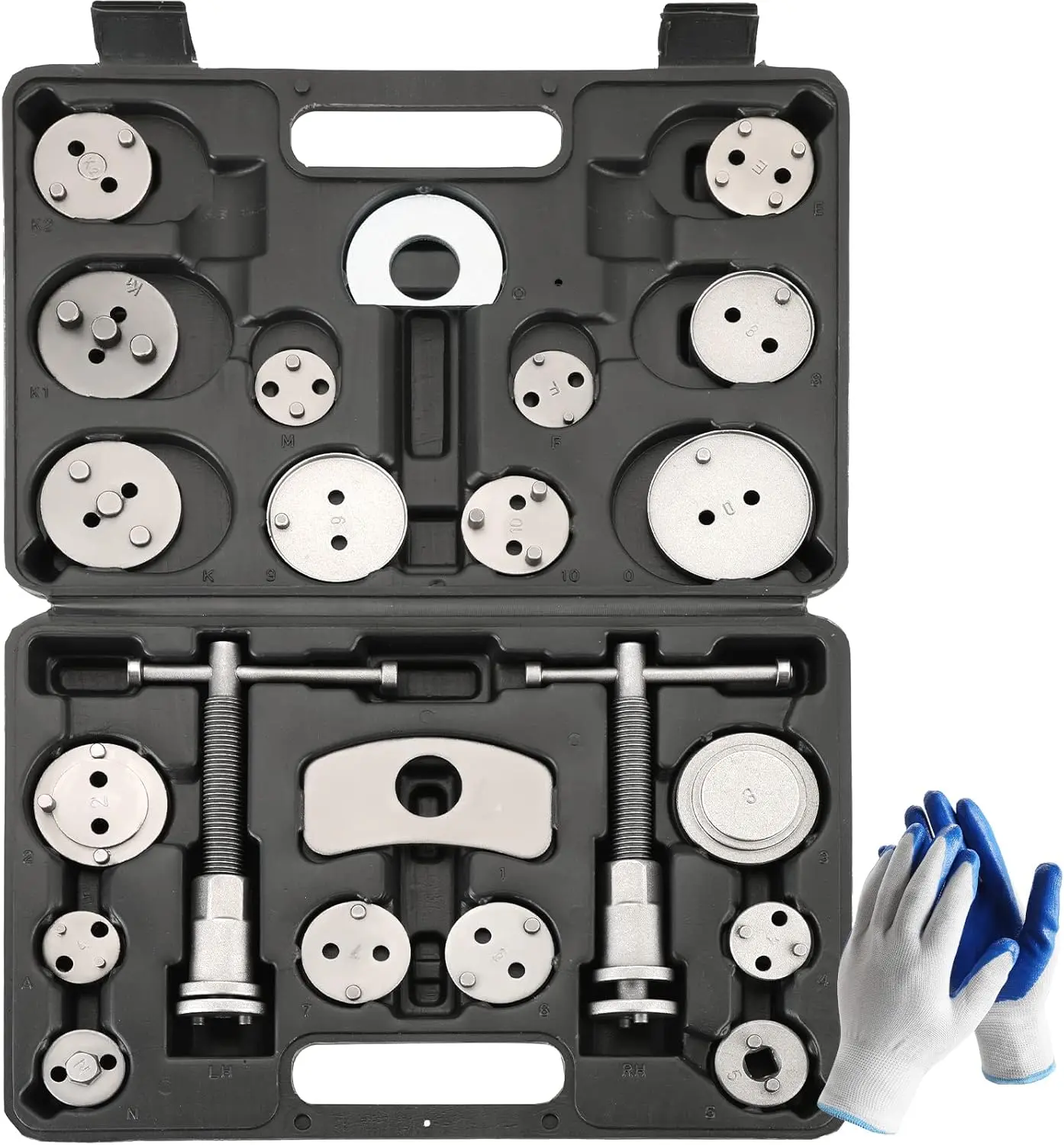 24PCS Disc Brake Caliper Tool Kit – Heavy Duty Brake Piston Compressor Rewind Set for Easy Pad Replacement, Universal Fit for Most Cars (Black)