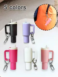 Mini Cup Keychain, Backpack Keyring, Lipstick Mini Cup Keychain, Cute Cup Candle Holder Keychain, Women's Wallet Purse Bag Charm, Keychain For Bags, Trendy Cute Keychain, Keychain Bag Pendant