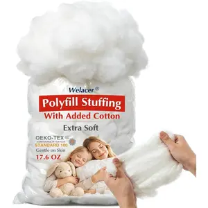 17.6oz/500g Extra Soft Fluffy Cotton Polyfill Stuffing Fiber Fill for Cushions Stuffed Animals Crochet Toys Crafts & Cloud Decor