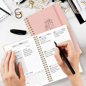 A5 Floral Weekly Planner, Twin Wire Binding, To-Do List, Habit Tracker, Time Management Journal, Study Office Notebook