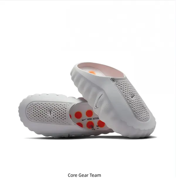 Brand New with Box | Light Smoke Grey Closed-Toe Slides, Breathable Mesh & Soft EVA Recovery Sandals for Men & Women, Classic Side Metallic Swoosh Design