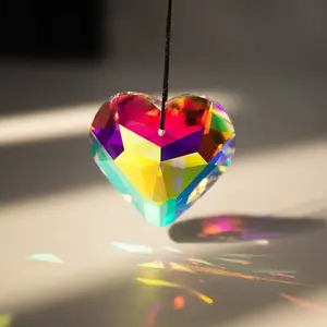 1Pc Heart Crystal Sun Catcher, Glass Prism Hanging Rainbow Maker, Suitable for Window, Balcony, Kitchen and Garden Decoration, Stylish Home Room Wall Ornament, Perfect Gift for Mother's Day, Birthday and Graduation Party
