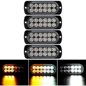 4-Pack 6 LED Strobe Lights Vehicles Trucks Emergency Strobe Lights Kit 12V -24V Warning Hazard Flash Lights Bar Grill Grille Surface Mount Super Bright Waterproof, Red/Blue