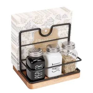 Wooden Table Multi-Functional Storage Rack, Paper Towel Condiment Bottle Holder, Real Wood Material, Stable Durable, Saves Counter Space