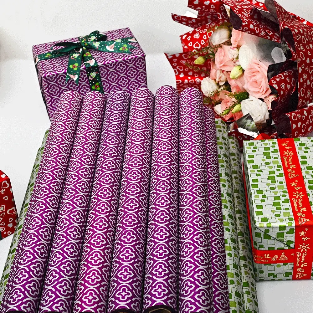 Premium PVC Christmas Apple Bouquet Gift Box, Large Roll 5 Meter Packaging Paper, Holiday Decoration Supplies
