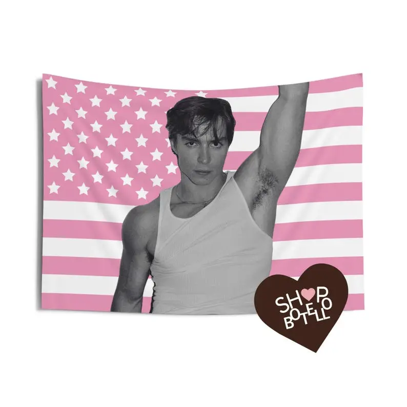 Nicholas Chavez Pink American Flag Tapestry | Indoor Wall Tapestries for Fans Room Accessories, Bedroom Flags, Cool Flag For Room, Dorm Decor