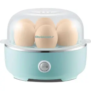 Elite Gourmet EGC115M Easy Egg Cooker Electric 7-Egg Capacity, Soft, Medium, Hard-Boiled Egg Cooker with Auto Shut-Off, Measuring Cup Included, BPA Free, Retro Mint