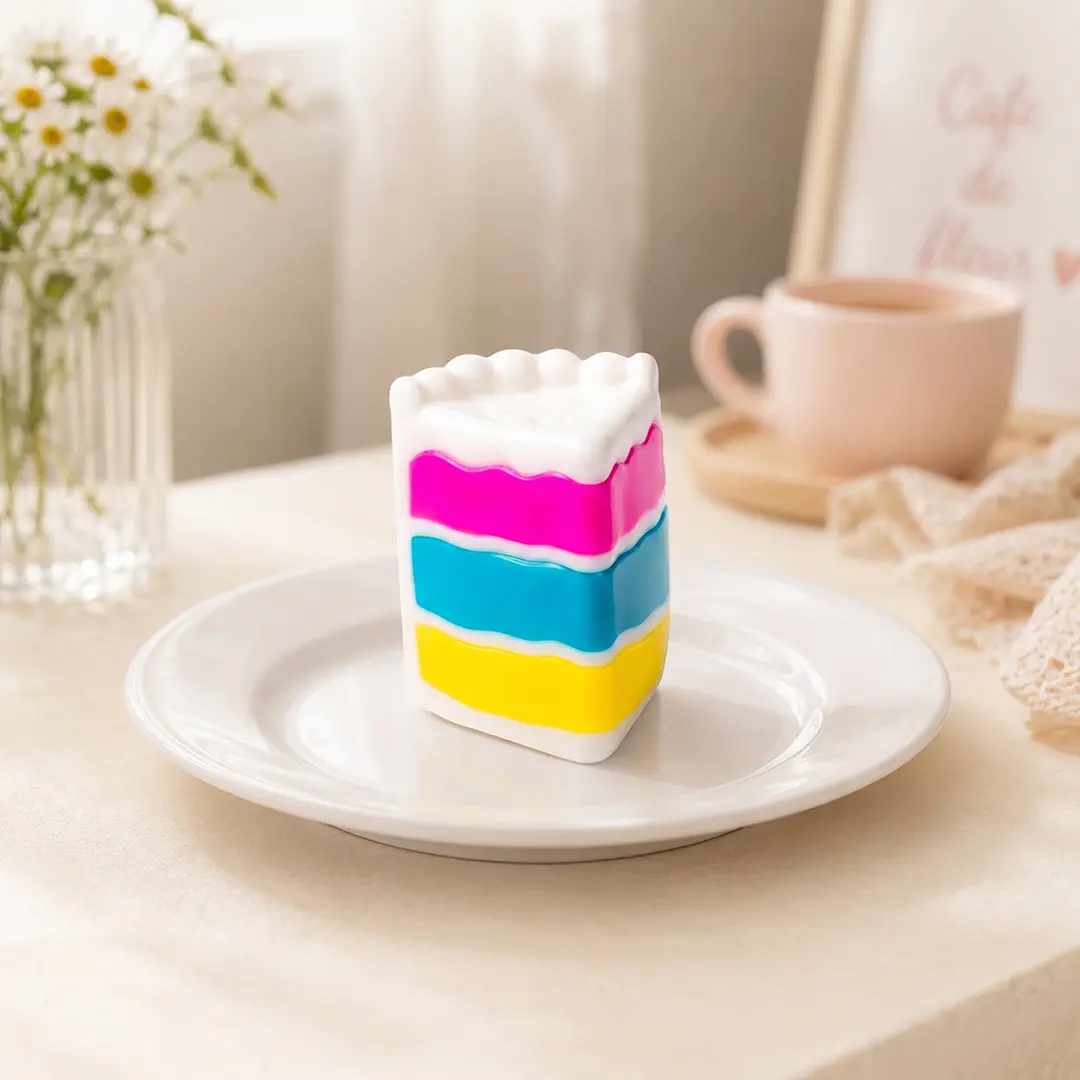 Peace O’ Cake Squishy Toy – Cute Rainbow Layer Cake Squeeze Fidget Toy, Soft Sensory Stress Relief Gift for Kids