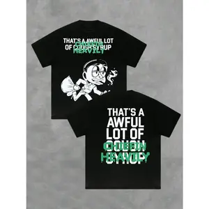 Men's Casual Short Sleeve T-Shirt, Casual Style Tee, Cartoon Character Print + Letter Slogan, Comfortable Fabric, Street Style, Fitted Design, Streetwear, Casual Street Fashion, Menswear good graphic