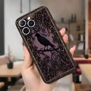 Phone case for iPhone 16 Pro Max 15 Plus 14 13 12 11 XR XS Black Crow Aesthetic Pattern Full Body Protection Shockproof Soft Silicone Cover