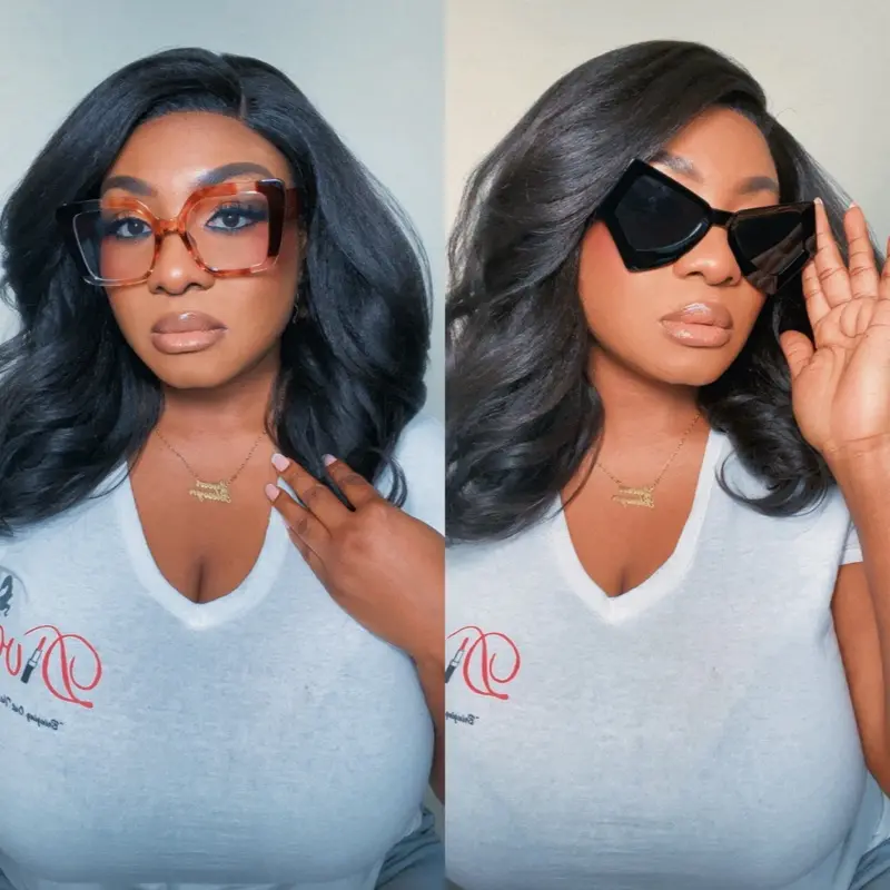 Women's BOUGIE GIRL Collection Modern Tinted Lens Sunglasses - 2-in-1 Dark & Transparent PC Lenses, Lightweight Rectangle Glasses, Flattering Shades with Free Premium Glass Case, Fashion Eyewear Accessories