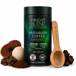 Mind Blend Mushroom Coffee with Nootropics, 33 Servings, Lion's Mane, Cordyceps and More, USDA Organic, Gluten Free, Vegan | Made in the USA | Adaptogens for Natural Energy, Gut Health, Mental Focus