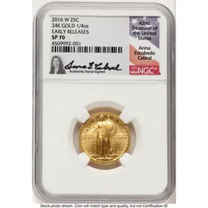 Modern Bullion Coins (2016-W 25C Standing Liberty 100th Anniversary Gold Centennial  ER Anna Cabral)