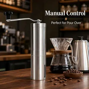 Manual burr coffee grinder, hand-crank coffee grinder for home use, dedicated coffee powder grinding for pour-over coffee