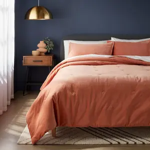 King Velvet Comforter and Sham Set Light Terracotta - Threshold: OEKO-TEX Certified, Machine Washable, 3-Piece Set