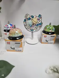 【Z64】Diamond desktop desktop makeup vanity mirror cute folding rotating mirror makeup mirror dormitory home high-definition mirror Cosmetic