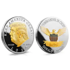 Silver plated and gold-plated two-color collectible trump commemorative coins