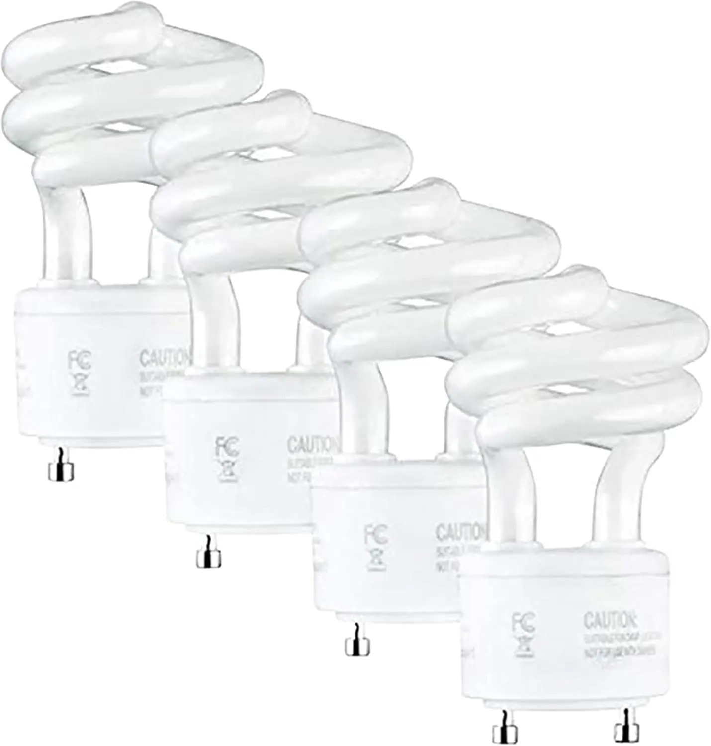13Watt T2 Spiral CFL GU24 2 Prong Light Bulb Base 2700K 900lm -UL Approved 120v 60Hz Light Bulb- Mini Twist Lock Spiral -Self Ballasted Compact Fluorescent -Warm White Light 4pack