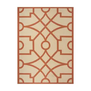 Martha Stewart Outdoor Fretwork Terracotta 2'7"x 5' Rug