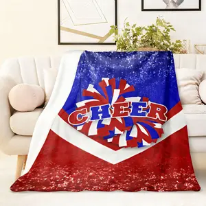 Cheerleading Theme Flannel Blanket 270G Soft Warm Throw Blanket for Sports Fans Cheer Team Decorative Letter Pattern Blanket Home Sofa Bed Couch Blanket Lightweight Cozy Fluffy Blanket Ideal Gift for Cheerleaders Spo