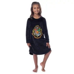 Harry Potter Girls' Hogwarts Crest Raglan Pajama Nightgown-All Houses