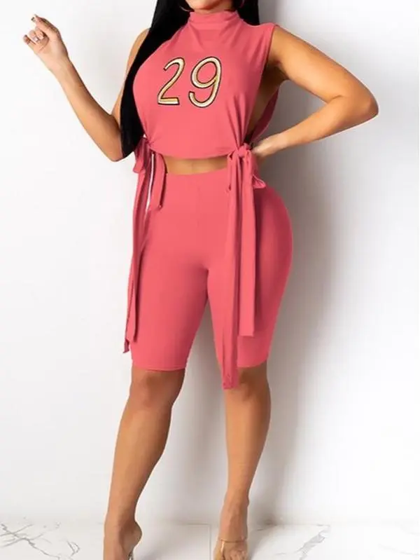 The Duo # Sets- 2-Piece Coordinating Top & Bottom Fabric 95% Polyester 5% Spandex Women's Fashion Suits Short Womenswear