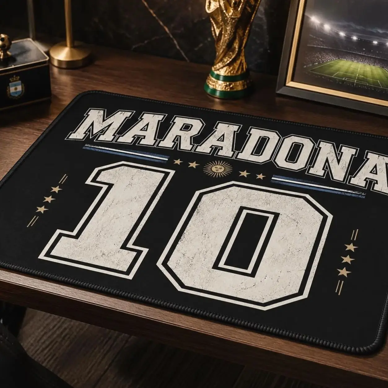 Maradona 10 Gaming Mouse Pad, Argentina Football Desk Mat, Retro Soccer Gamer Gift