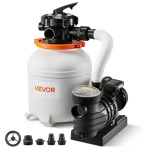 Summervibes VEVOR 12 in Sand Filter Pump for Above Ground Pool, 0.33 HP 3000 GPH, Swimming Pool Sand Filter Pump with Pre-Assembled Core Leak-Resistant Design, 6-Way Valve, High-Efficiency Filtration for Pools