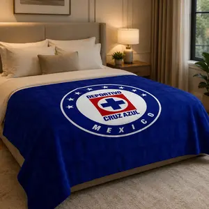 Cruz Azul Logo Flannel Blanket Soft Skin-Friendly Warm Printed Throw Blanket Classic Soccer Style for Sofa Bedroom Bed Couch Napping Living Room Travel Home Decor Birthday Christmas Gift