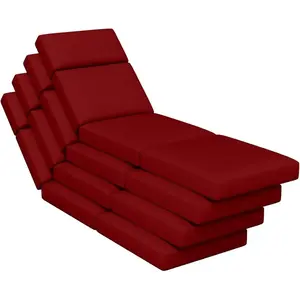 Chaise Lounge Cushions Set of 4 | 80"x26"x4" Waterproof, 30D Foam, Fade-Resistant | Red | Outdoor Replacement Cushions