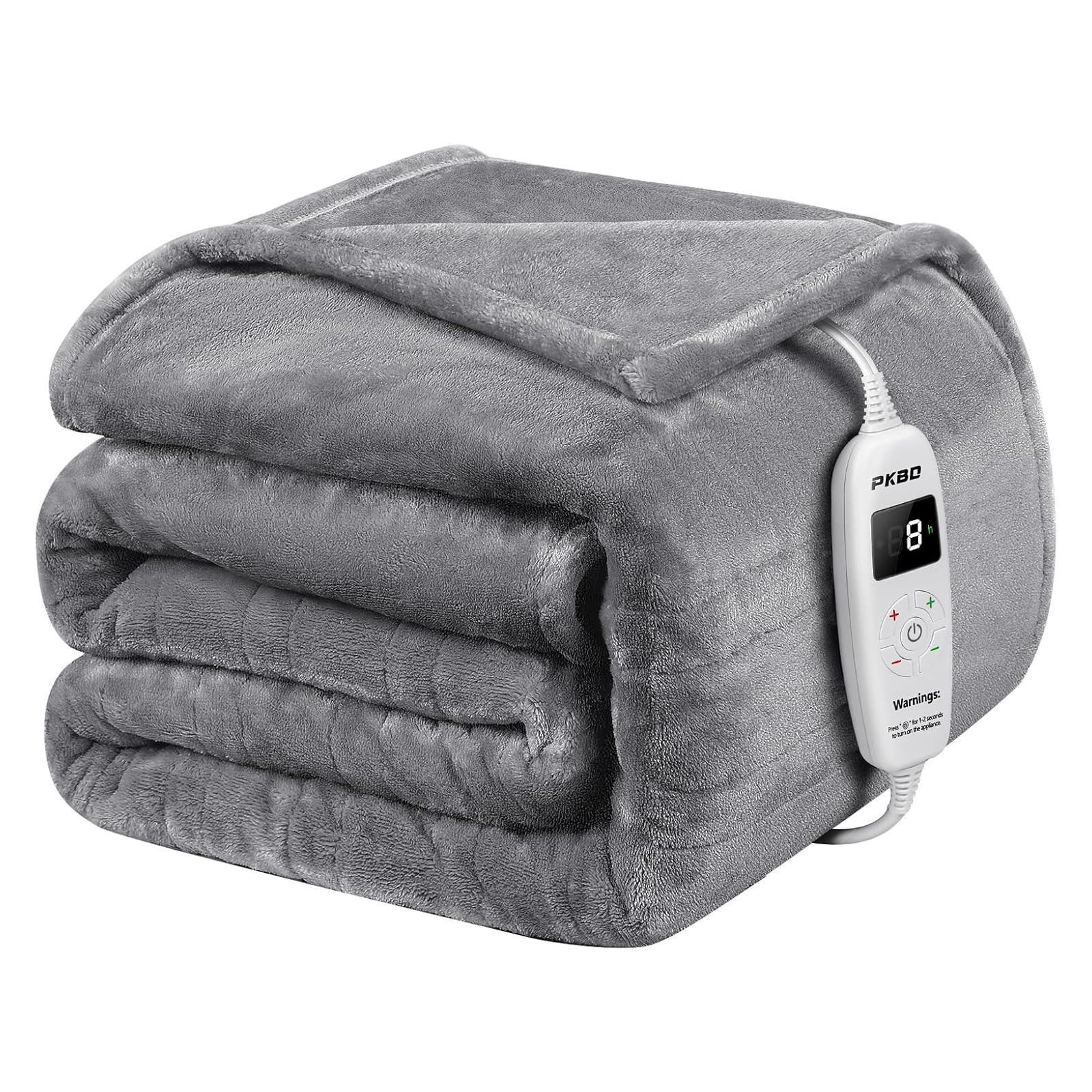 【Clearance sale】PKBD Warmer Blanket 10 Heating Levels, 8h Auto-Off, Overheat Protection, Machine Washable, ETL Certified, Dual-Sided Flannel Valentine's Day gift