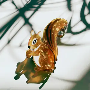 Velvet Claws Squirrel Holding Acorn Hair Claw Clip - 3.8" Acetate Lightweight Strong Hold for Updos