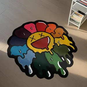 Creative Cute Irregular Flower Plush Carpet, Fluffy Polyester Fiber Non-slip Washable Mat, Home Decor Easy Care Rug for Living Room Bedroom Entrance Door, Decorative Rug, Floral Shaped Rug