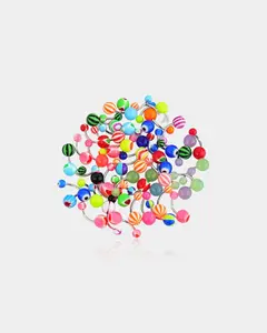 50PCS Colorful Acrylic Belly Rings Pack