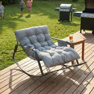 Extra-Wide Rocking Accent Chair, Modern Technical Leather Glider with Plush Cushion for Living Room & Nursery
