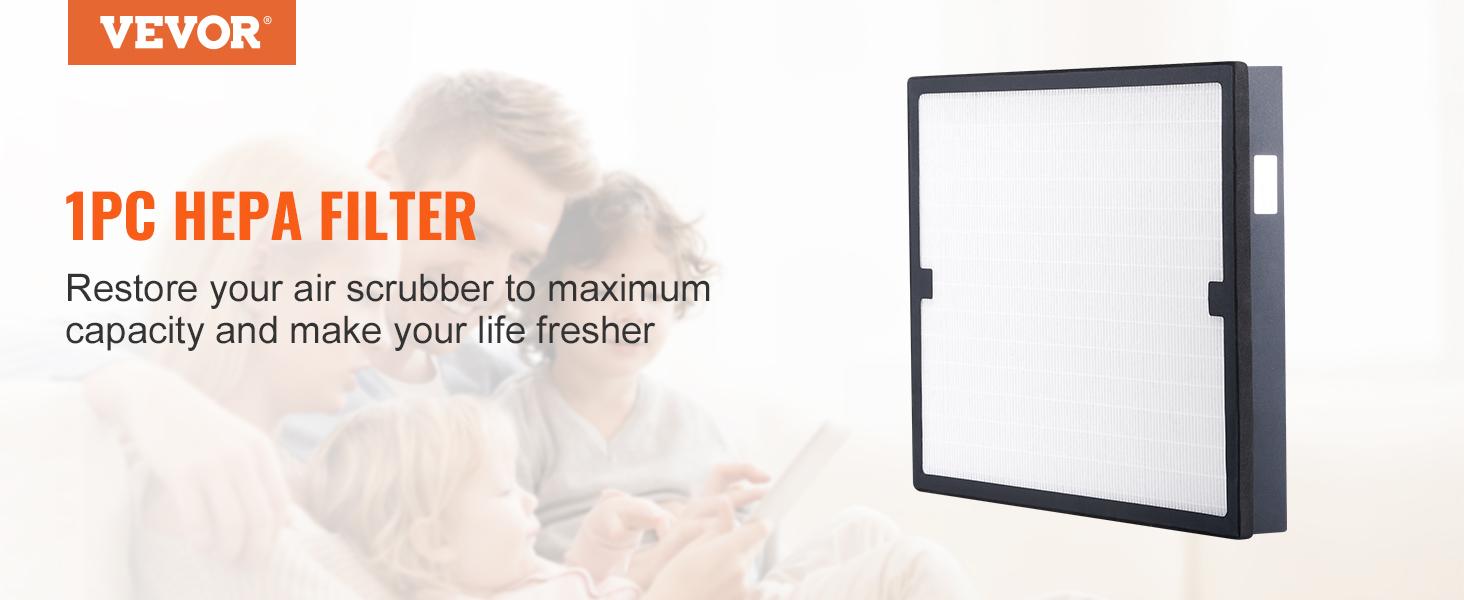 VEVOR HEPA Air Filter, TikTokShopBlackFriday, 15.75'' x 15.75'' Air Filter Replacement, High-efficient Stage 3 Filters Compatible with BlueDri & VEVOR Scrubber, Air Purifiers, Water Damage Restoration Equipment