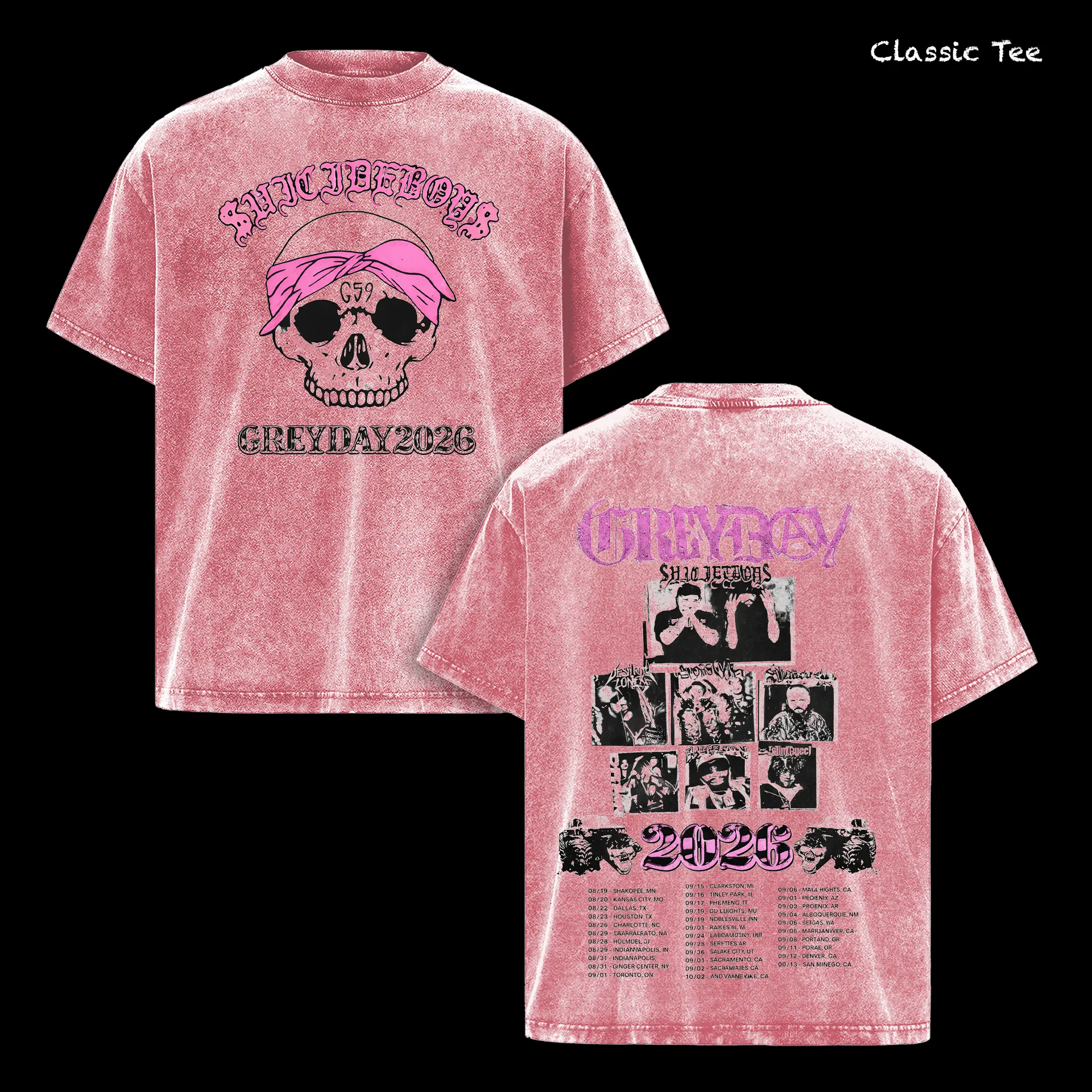 GreyDay 2026 Tour Shirt – Vintage Acid Washed Oversized Graphic T