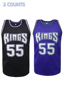 Men's Letter & Figure Embroidery Basketball Jersey, Casual Breathable Basketball Vest, Loose Basketball Top for Men, Basketball Clothing for All Seasons, Sportswear Clothing
