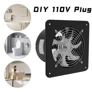 8-Inch Wall-Mount Exhaust Fan, 110V, DIY Plug, for Kitchen, Bathroom, Garage, Low Noise, Easy Install（No Plug）