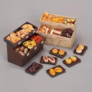 [Mini Bread Cabinet] Miniature Bread Cabinet |   Mini Simulation Bread Food Toy, Dessert Model Ornament for Playing House, Super Market Scene